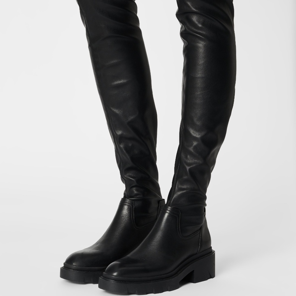 Ash Manhattan 41 11 black thigh high OTK boots lug sole- sold out